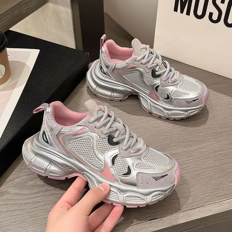 Zapatillas de mujer estilo dad shoes, modelo nuevo primavera 2026, de cuero genuino, suela gruesa antideslizante, ligeras, informales, con aumento de altura, zapatillas de mujer a la moda.