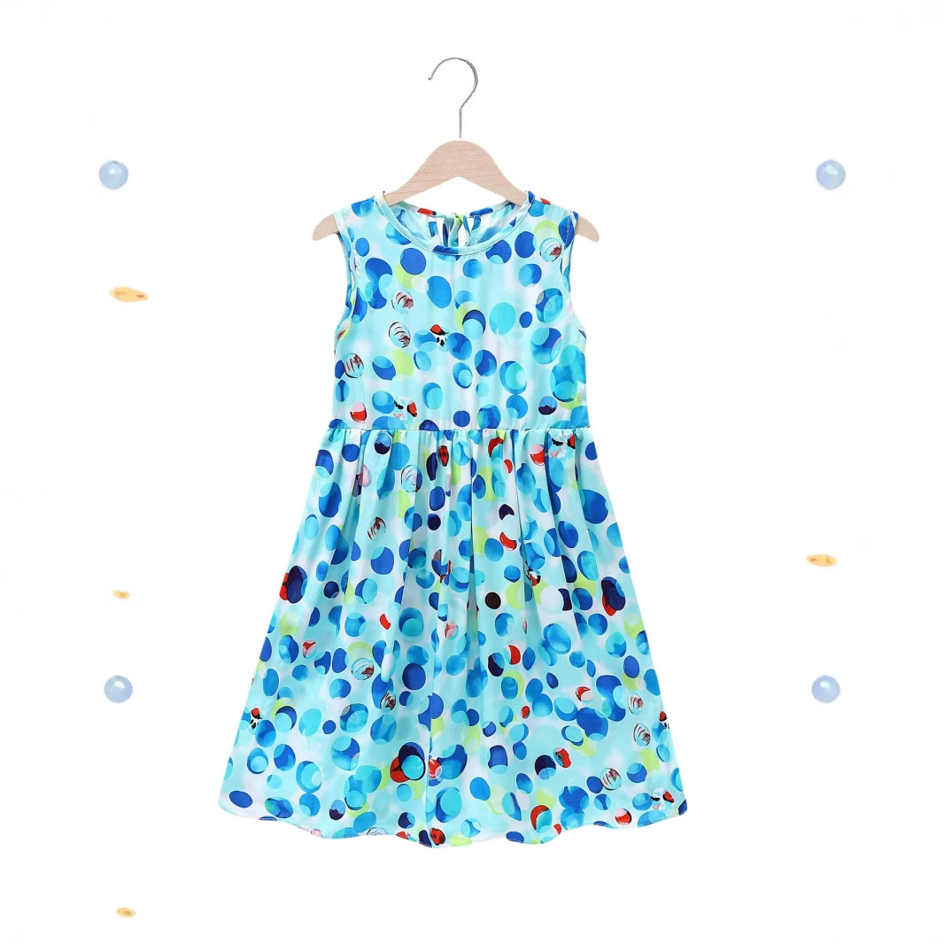 Летнее платье для девочек 2025 новый подтяжка юбка для девочек детское платье из шелка