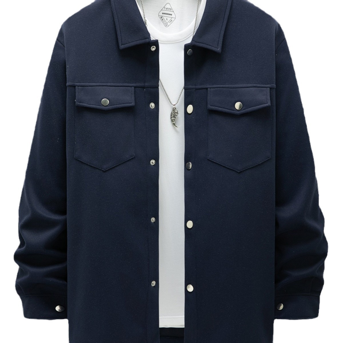 Herrenbekleidung Herbst/Winter 2024: Europäisch-amerikanischer Cross-Border-Stil, lässig, mit Reverskragen, einreihig, einfarbig, mit zwei Taschen_voghion.com