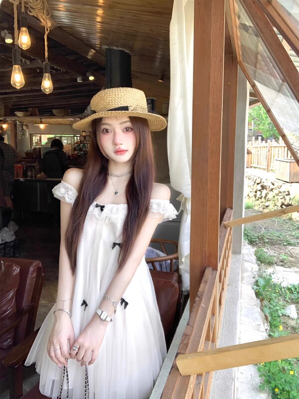 仙气薄纱公主娃娃裙小个子连衣裙法式甜美蝴蝶结飞飞袖设计感新款|undefined