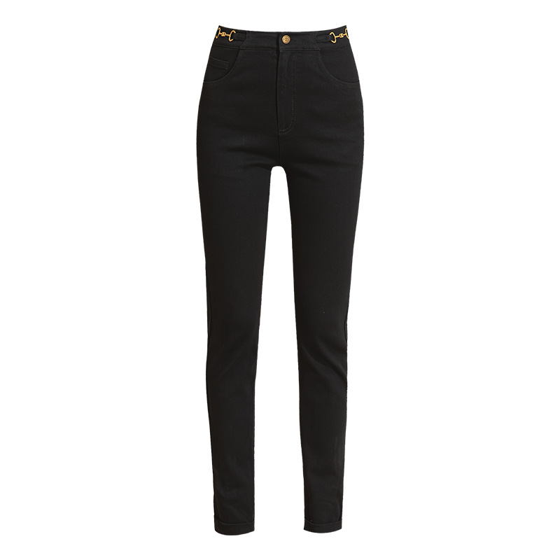 Quần jean nữ skinny cạp cao ôm sát đen co giãn — Màu đen