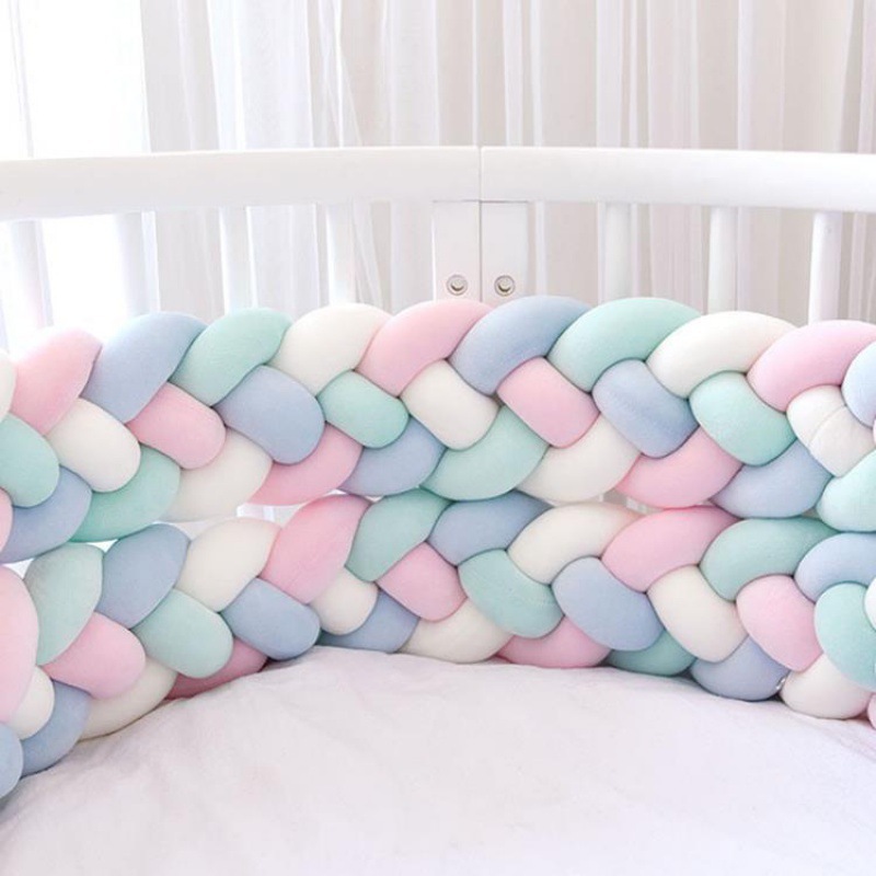 Baby Crib Anti-Collision Trendy Braided Bed Rail Fabric Extra Thick Yarn Hand-Knitted Bay Window Mat Blanket Bed Rail for Children Wenwo