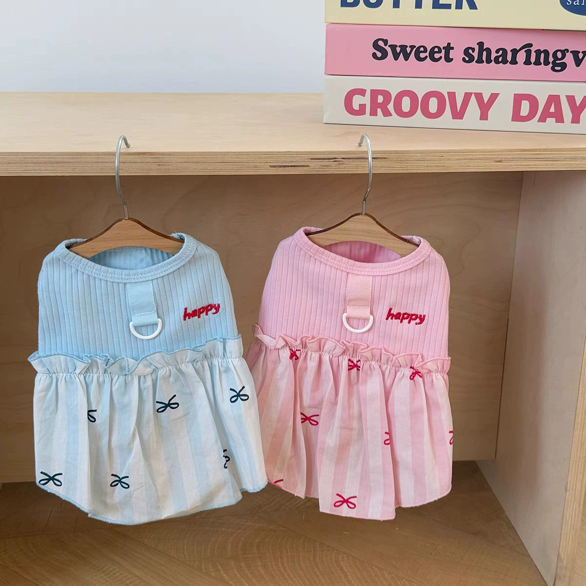 Одежда для собак, весенне-летняя одежда для щенков, одежда для кошек, лоскутная юбка для домашних животных, жилет для маленькой собаки, милый японский и корейский ремешок