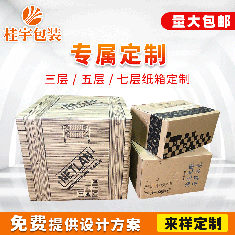 厂家直供三层五层七层高强瓦楞纸板纸箱电商快递物流大纸箱供应