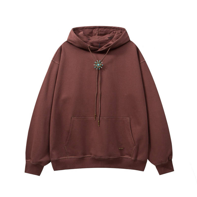 High-Definition Independent Coffee-Colored Turquoise Sunflower Decorative Hooded Terry High-Weight Sweatshirt Loose Cross-Border