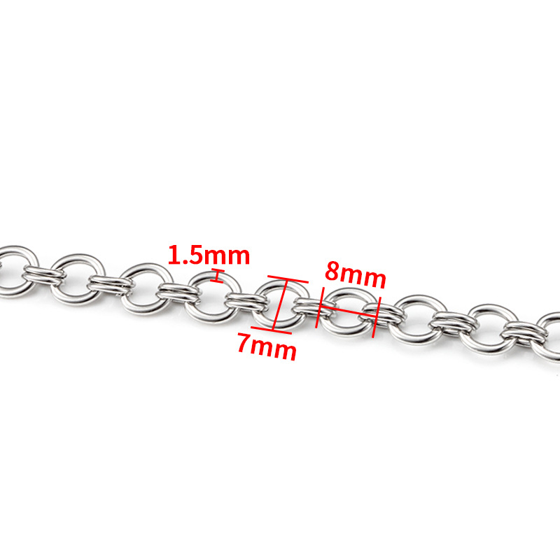 Steel color handmade buckle chain 1.5x7mm