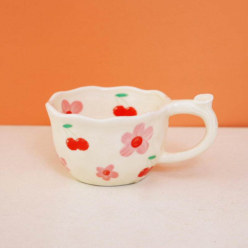 Nuevo estilo coreano juego de tazas y platillos de cerámica pintados a mano taza de café de pareja taza de leche taza de desayuno universal lindo para niños