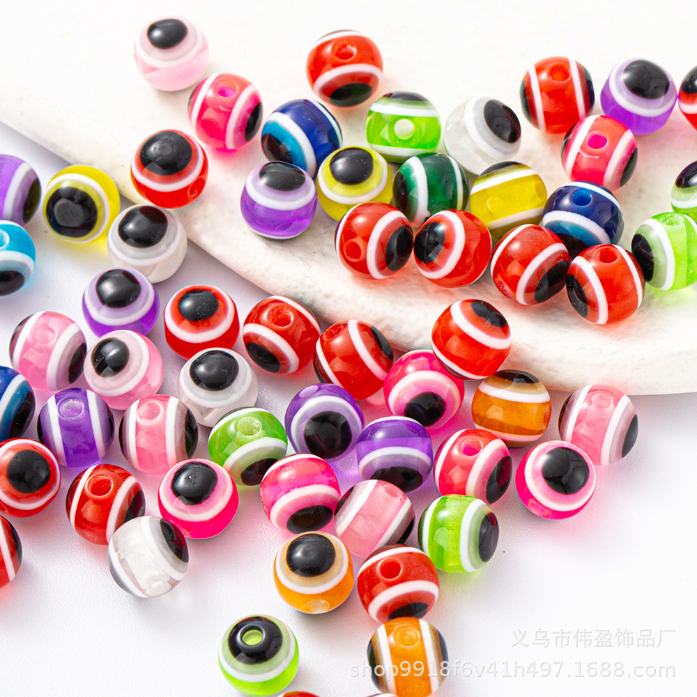树脂圆形眼睛珠 恶魔之眼鸡眼 条纹路亚鱼眼挡珠DIY串珠饰品配件