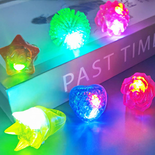 Cross-Border Led Luminous Ring Toy Amazon Strawberry Heart Rose Tpr Soft Rubber Ring Flash Finger Light