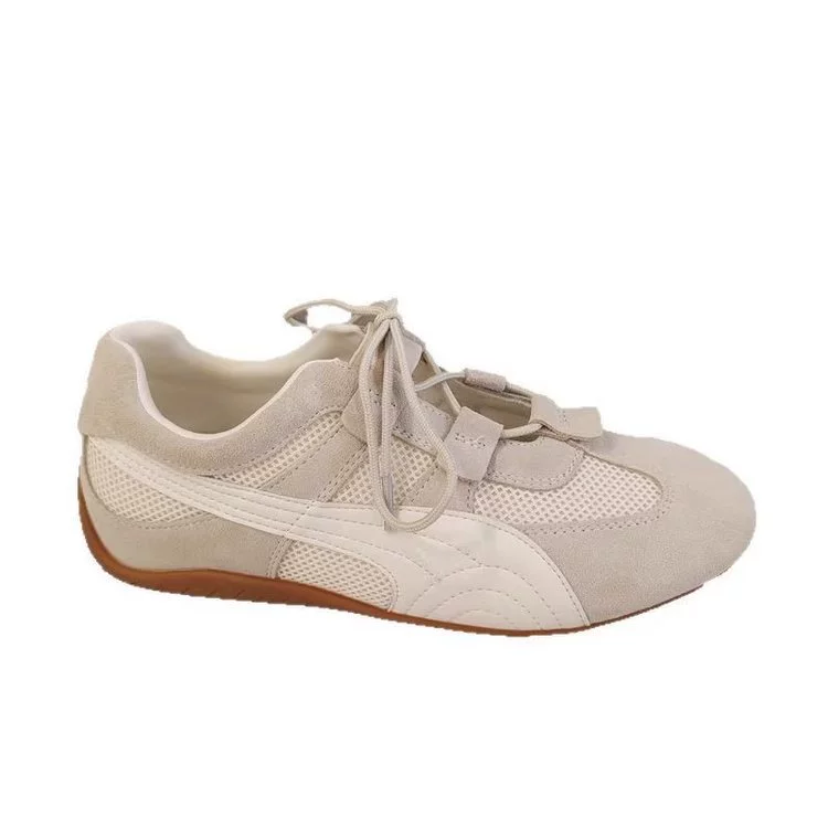 Soft Leather Moral Training Shoes for Women 2025 Summer New Breathable Mesh Casual Retro Forrest Gump Shoes Low-top Wear-Resistant Sneakers for Women