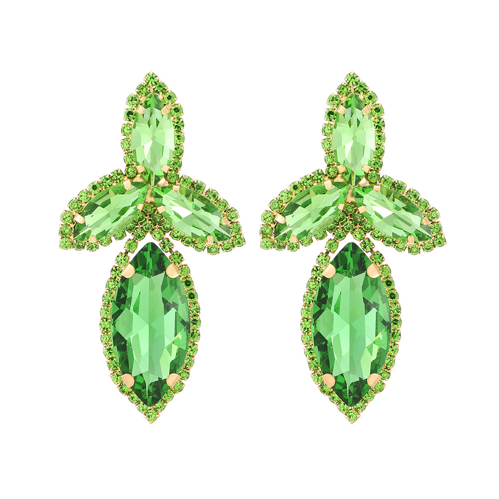 Alloy Ear Needle Material Golden Plated Plating Material Retro Lady Simple Style Geometric Glass Inlay Artificial Gemstones Women's Earrings