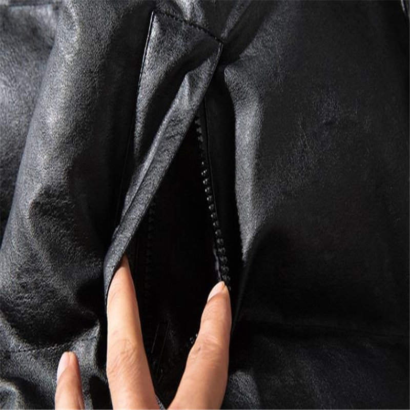 Cappotto in pelle PU di cotone alla moda in tinta unita da uomo, con colletto alto, invernale 2020_voghion.com