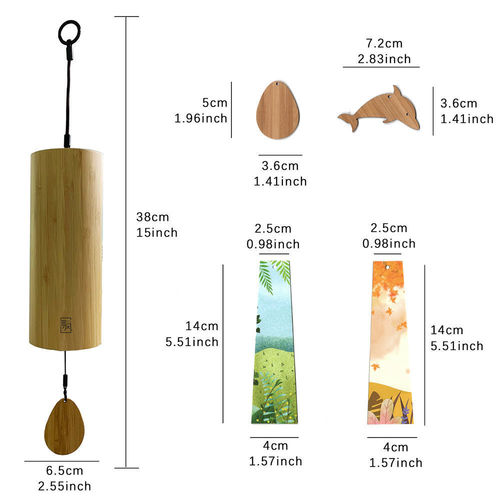 古风日式冥想和弦手摇风铃竹筒声音疗愈静心装饰卧室户外阳台挂件