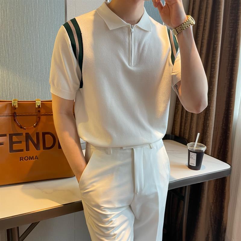 Summer fashionable polo with zipper for leisure