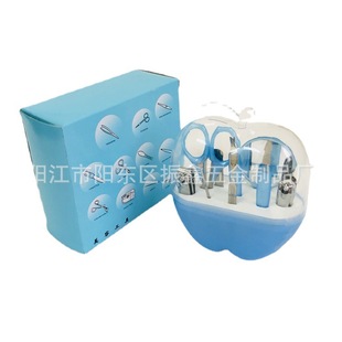 Custom Plastic Box Apple 9 Pieces Nail Clipper Gift Nail Clipper Set Printed logo Nail Art Makeup Tool Set