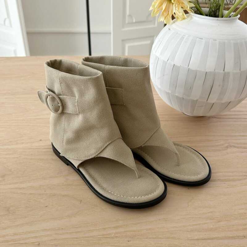 Sheepskin version ~ Korean version of flip-flops boots 24 years new increased open-toe pants clip toe fashion short boots women