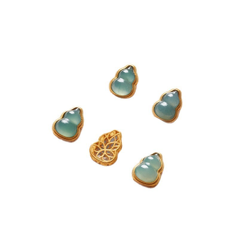 925 シルバーゴールドメッキブルーウォータージェダイトひょうたんビーズペンダント diy アクセサリーブレスレットブレスレットアクセサリージュエリーパーツ|undefined