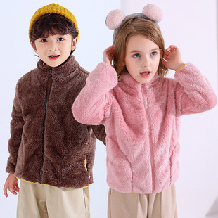 2025 Kidsren's Zipper Cardigan Outwear Baby a Velvet Thickeneded Warm Top Kidsren's Outwear Dropshipping