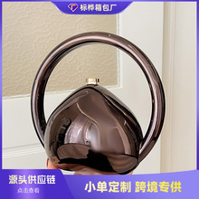 跨境亚克力爱心手提包个性圆环手柄晚宴包小众设计派对手拿小包