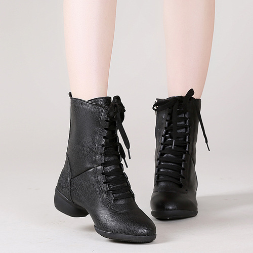Autumn and Winter Water Soldier Dance Shoes Soft Sole New Medium Heel Square Dance Shoes for Women, Dance Boots, Adult Dance Shoes