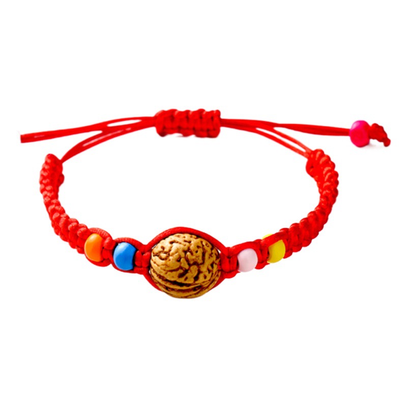 Hand-Woven Natural Peach Core Red String Bracelet for Children and Babies, Peach Blue Peach Basket Peach Wood Bracelet Small Gift