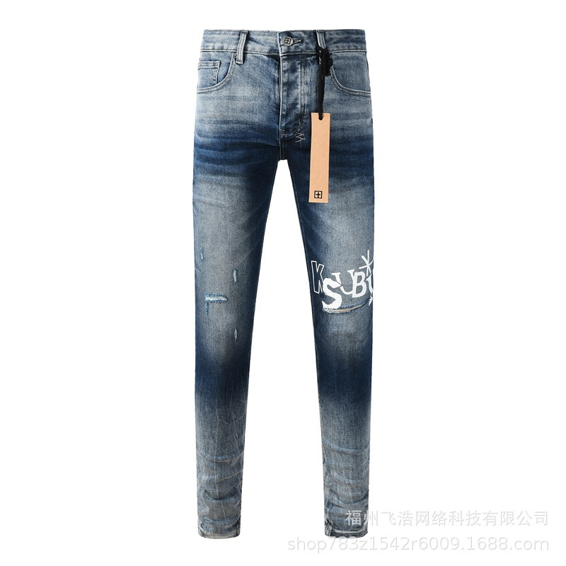 Men's jeans ksubi slim fit skinny jeans trendy brand ripped and patched TEMU jeans 3055 Men's jeans ksubi slim fit skinny jeans trendy brand ripped and patched TEMU jeans 3055