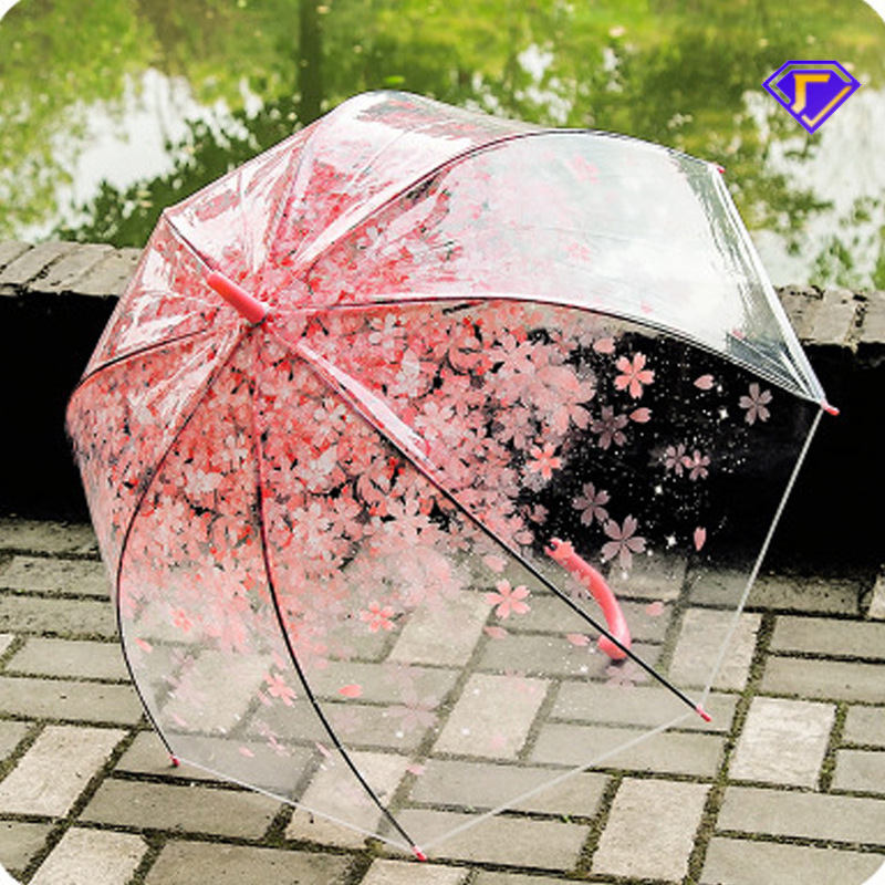 Floral pattern straight umbrella, cherry...