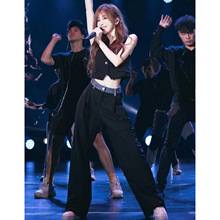 南油品质2025秋新款明星同款牛仔腰头拼接西裤直筒长裤休闲裤女