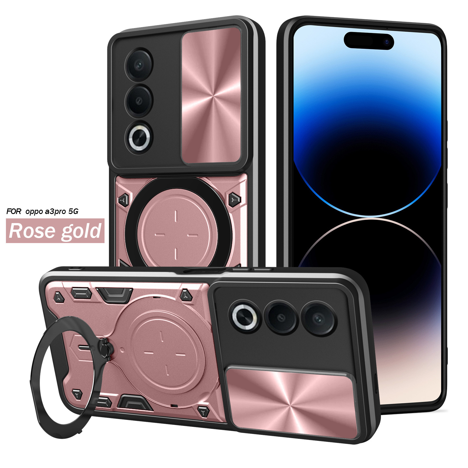 Casas de diseño CD OP A3 PRO caja de teléfono celular resistente a la caída absorción magnética + ventana de empuje lente protectora cubierta de teléfono celular