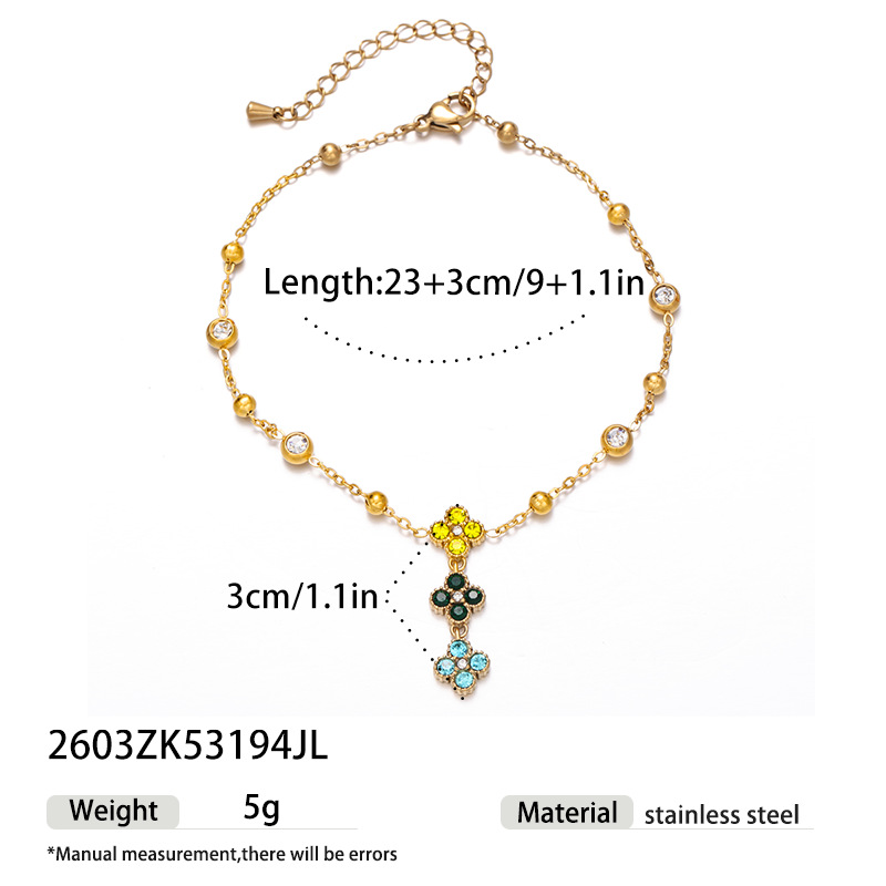 TENA Europa y América verano viento de playa afortunado diseño de cuatro hojas de zircón colorido ligero joyería de estilo de vacaciones de lujo mujer