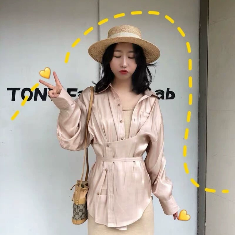 2020 Ранняя осень Новый дизайнерский перерыв Нерегулярная Глянцевая куртка-рубашка