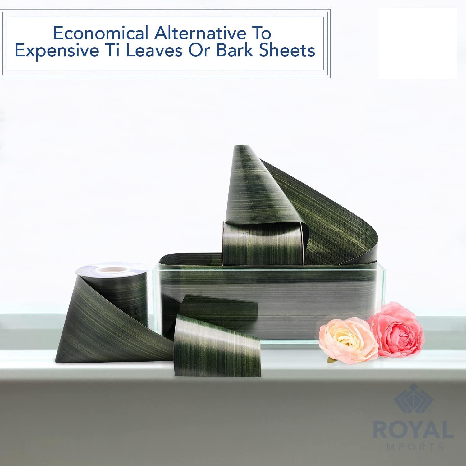 Transfronteriza venta caliente material PP plástico verde corteza de árbol imitación cinta de flores festivales de cumpleaños decoración de ramo de flores