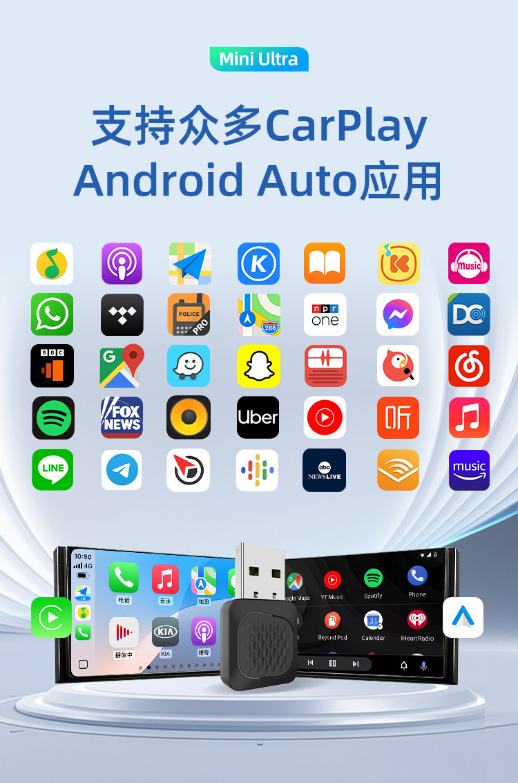 Cross-Border Bluetooth Wired Carplay to Wireless Two-In-One Android Auto Android Box Car Conversion Box