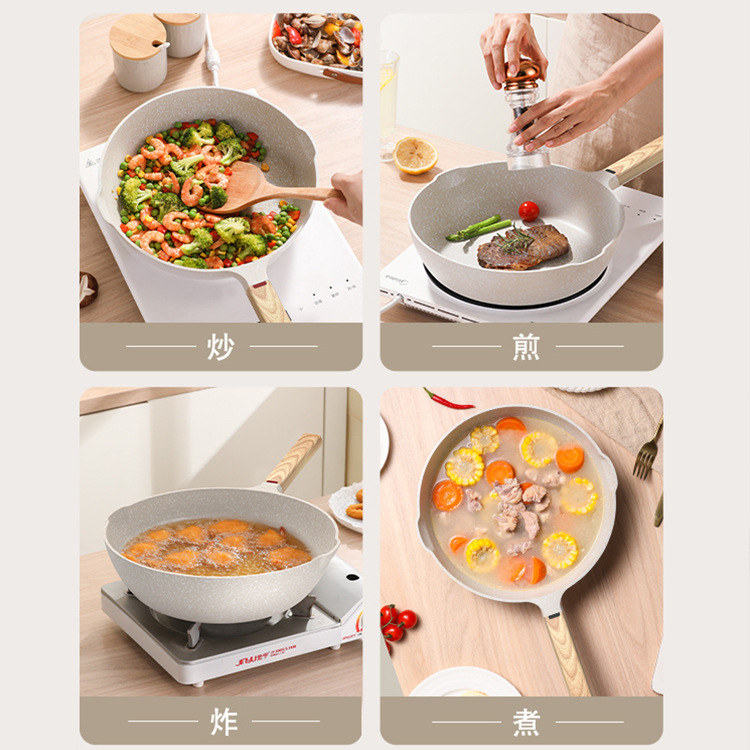 Yierjia transfronterizo nuevo suministro directo de fábrica freír integrado ligero maifan Piedra sartén antiadherente para cocinar sartén plana antiadherente