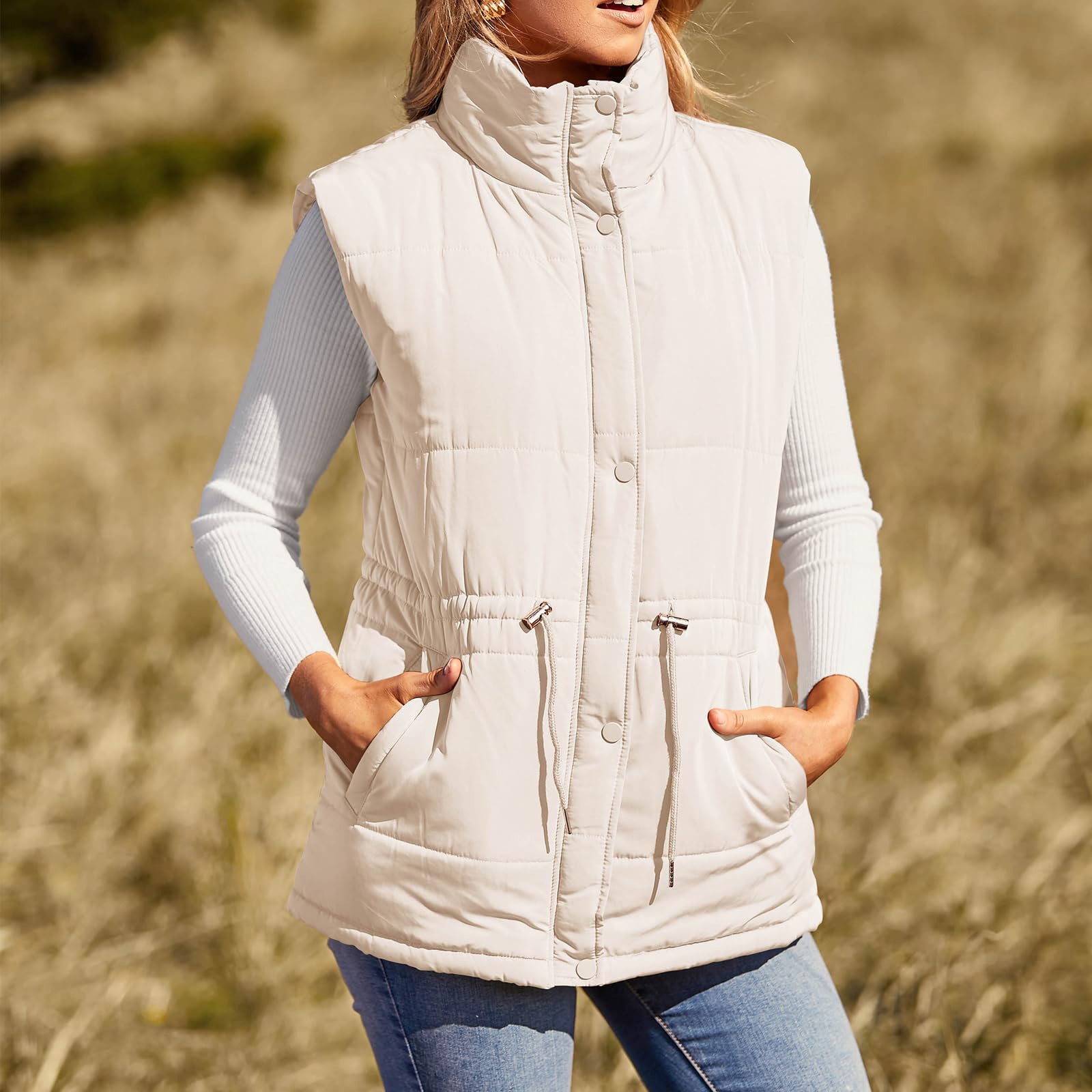 Abbigliamento da donna, giacca cardigan monopetto in cotone di media lunghezza, tinta unita, vestibilità attillata, con vita stretta_voghion.com