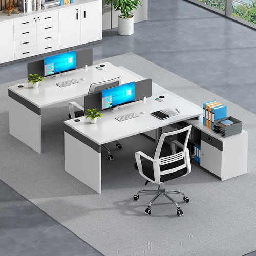 Office desk and chair set, minimalist modern three-person office desk, office financial room partition desk