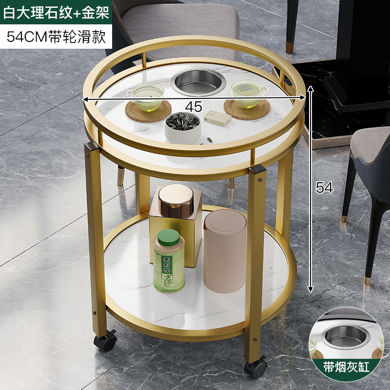 Mesa de Mahjong mesa lateral estante de té de doble capa redonda sala de ajedrez dedicado Cenicero mesa de té Mahjong mesa lateral pequeña mesa de té