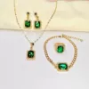 Set emerald, with gem, 4 piece set
