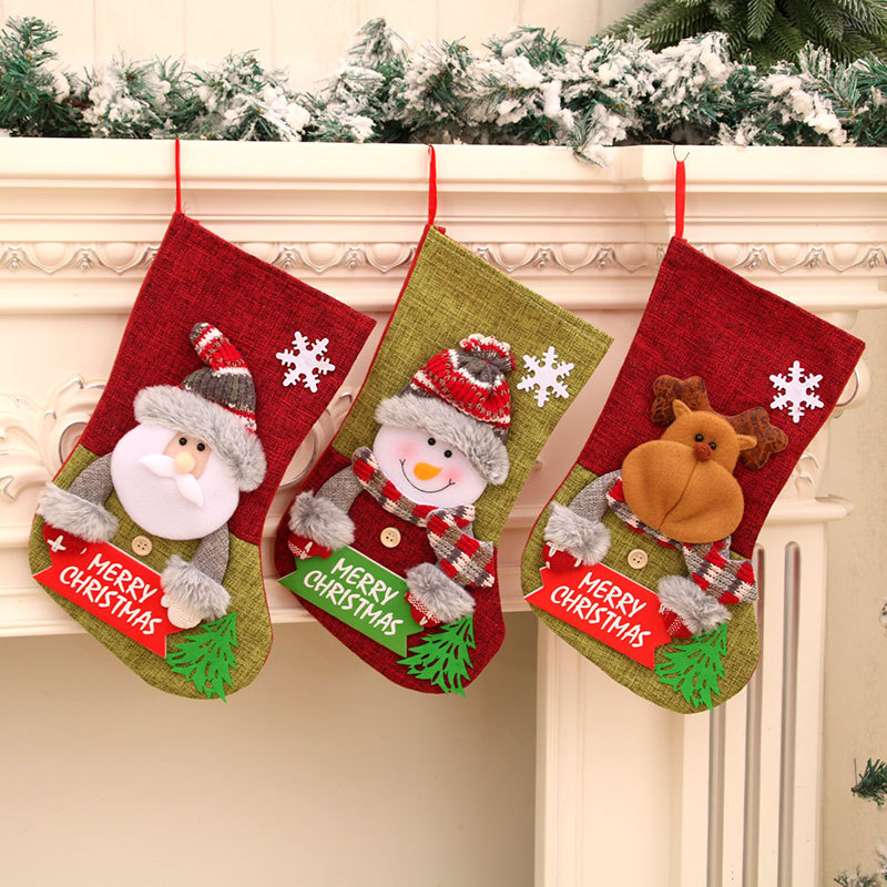 New cross-border large size Christmas socks gift bag children's candy bag cartoon gift bag letter brand Christmas socks