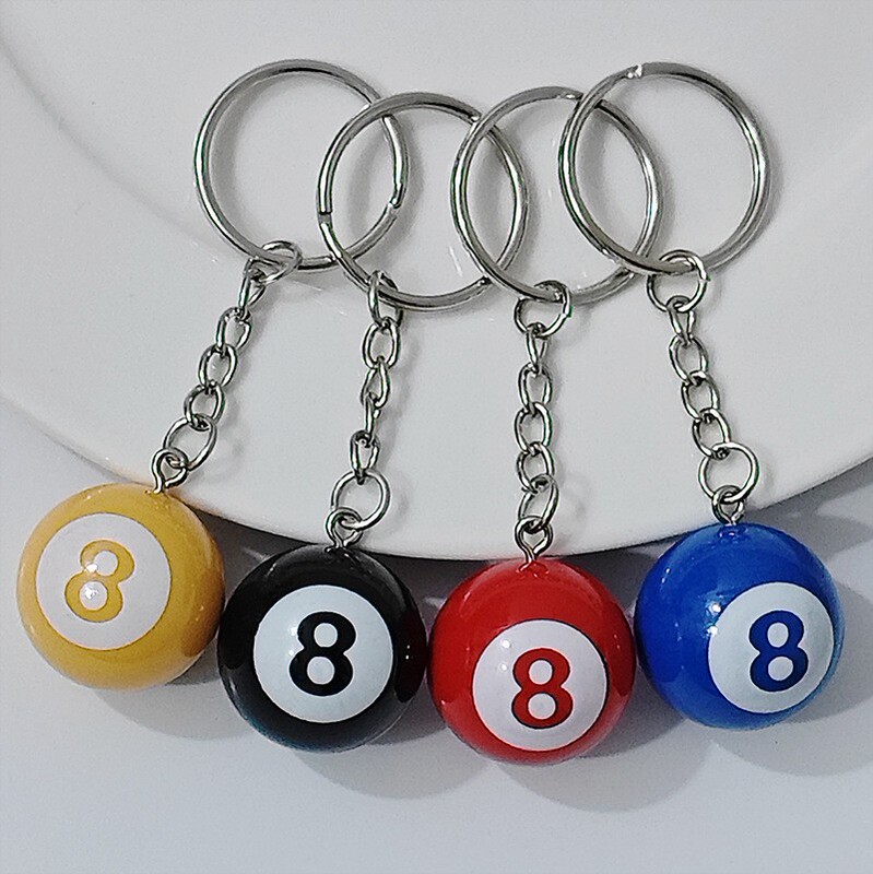 Personality black 8 billiard key chain bag pendant simulation billiard key chain student small gift decorations wholesale