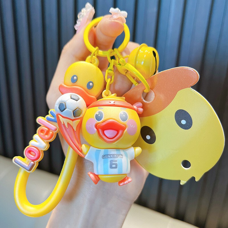 正規版授権元気小黄鴨キーホルダー学生カバンストラップ玩具自動車キーチェーン小プレゼント卸売り|undefined