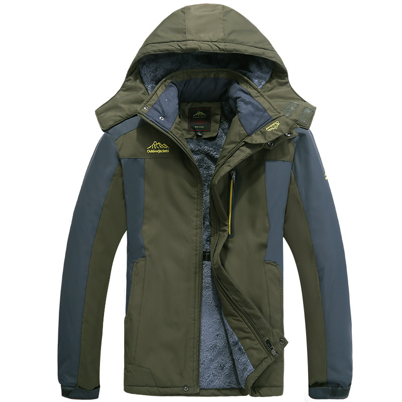 Chaqueta al aire libre de los hombres marca de moda de lana forrada engrosada montañismo ropa invierno más tamaño chaqueta impermeable a prueba de viento caliente Chaqueta de algodón