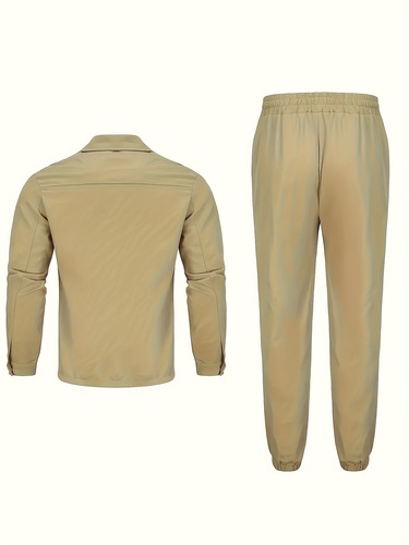 Men's Casual Two-Piece Set Basic Style Solid Color Work