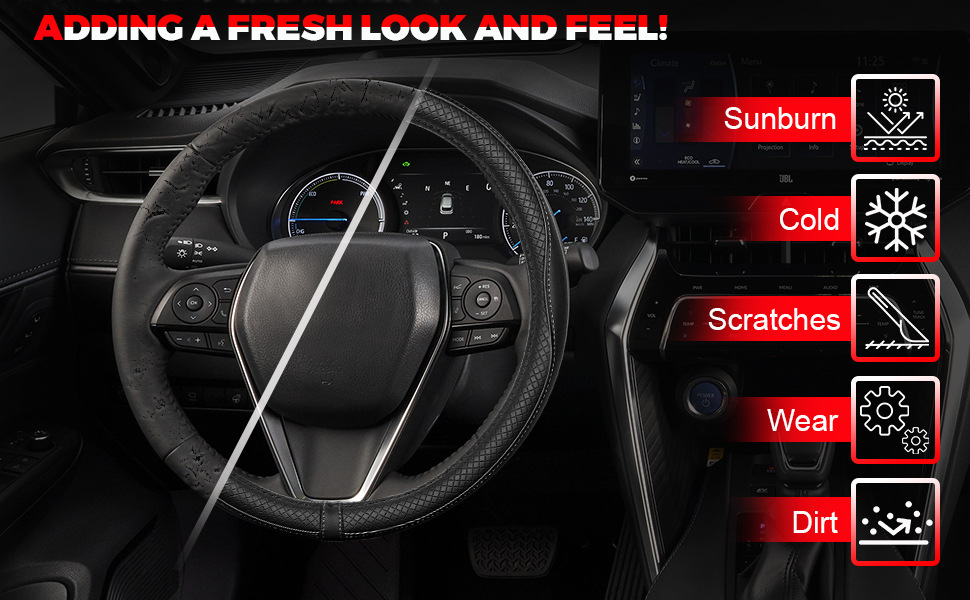Cross-Border Amazon Best-Selling Car Steering Wheel Cover Microfiber Leather Diamond Embossed with Anti-Slip Inner Ring Car Handlebar Cover