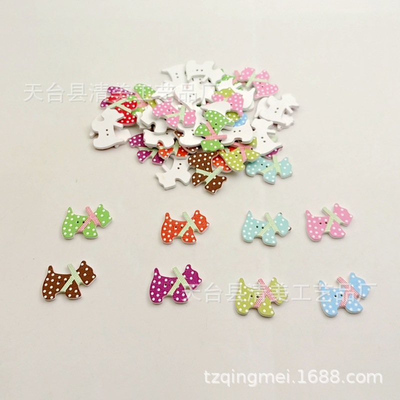 Envío gratis lindo cachorro botones de madera accesorios hechos a mano para niños 50 pcs/paquete Mengbao camisa de todo fósforo