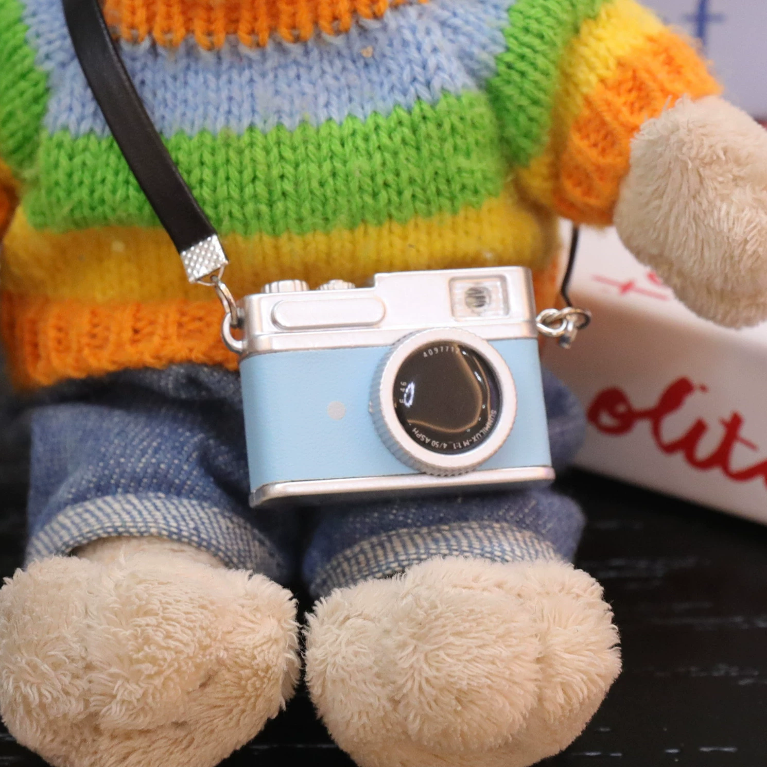 Cotton flashing doll, straps, retro small camera, keychain, makes sounds