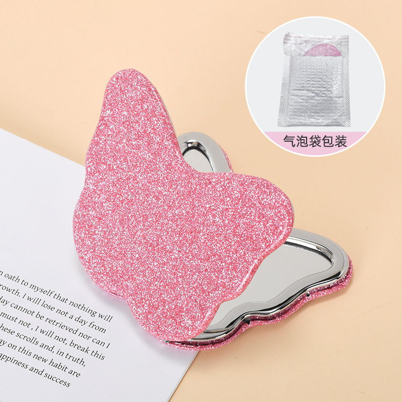 Espejo pequeño de amor de alto valor con mini dormitorio de estudiante espejo plegable de doble cara espejo de maquillaje portátil redondo