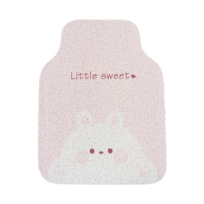 Fat Rabbit Car Floor Mats Dirty Resistant Wire Ring Non-Slip Wear-Resistant Car Floor Mats Neutral Cartoon Car Floor Mats (Universal Foot Pad) - silk-ring-fat-rabbit-foot-mat-front-row