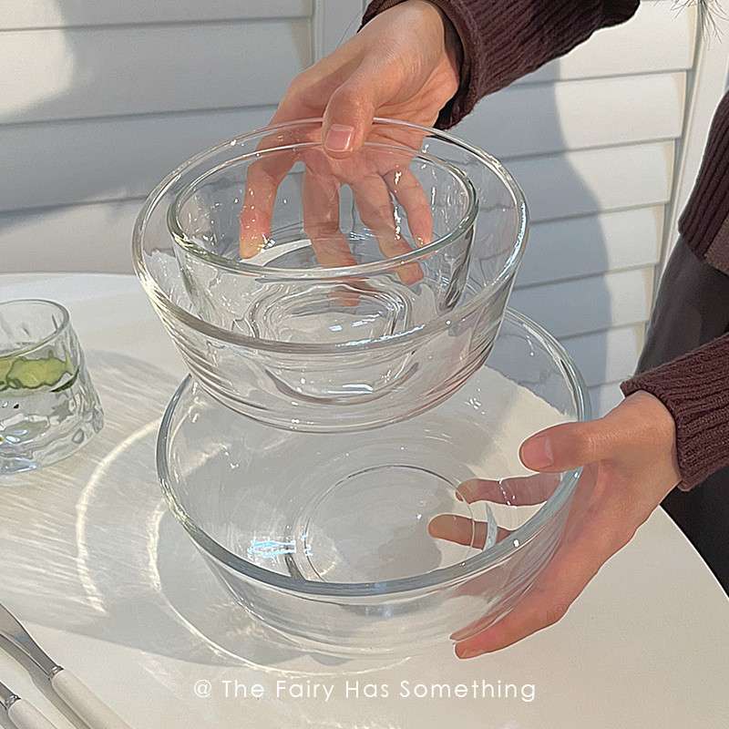 Ins style transparent glass bowl home thickened fruit bowl salad…