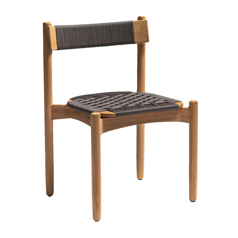 Mesa y silla de teca al aire libre Jardín patio balcón de ocio de madera maciza nórdica silla de ratana impermeable tres piezas combinación